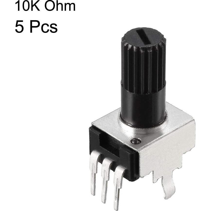 Potenciometro 10K Ohm uxcell 5pcs Eje Estriado 24mm