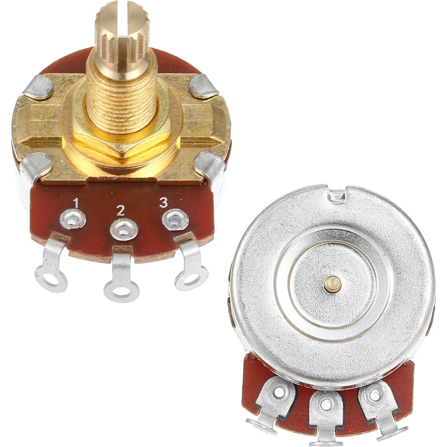Paquete de 2 Potenciómetros de Guitarra 500k Eje Latón