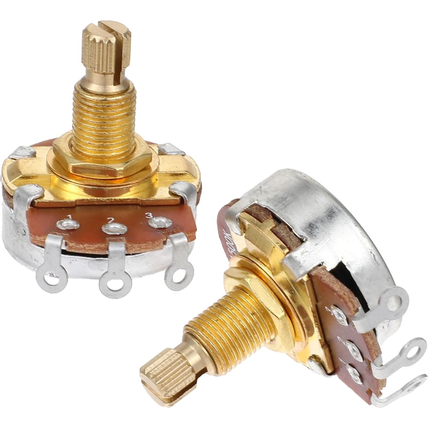 Paquete de 2 Potenciómetros de Guitarra 500k Eje Latón