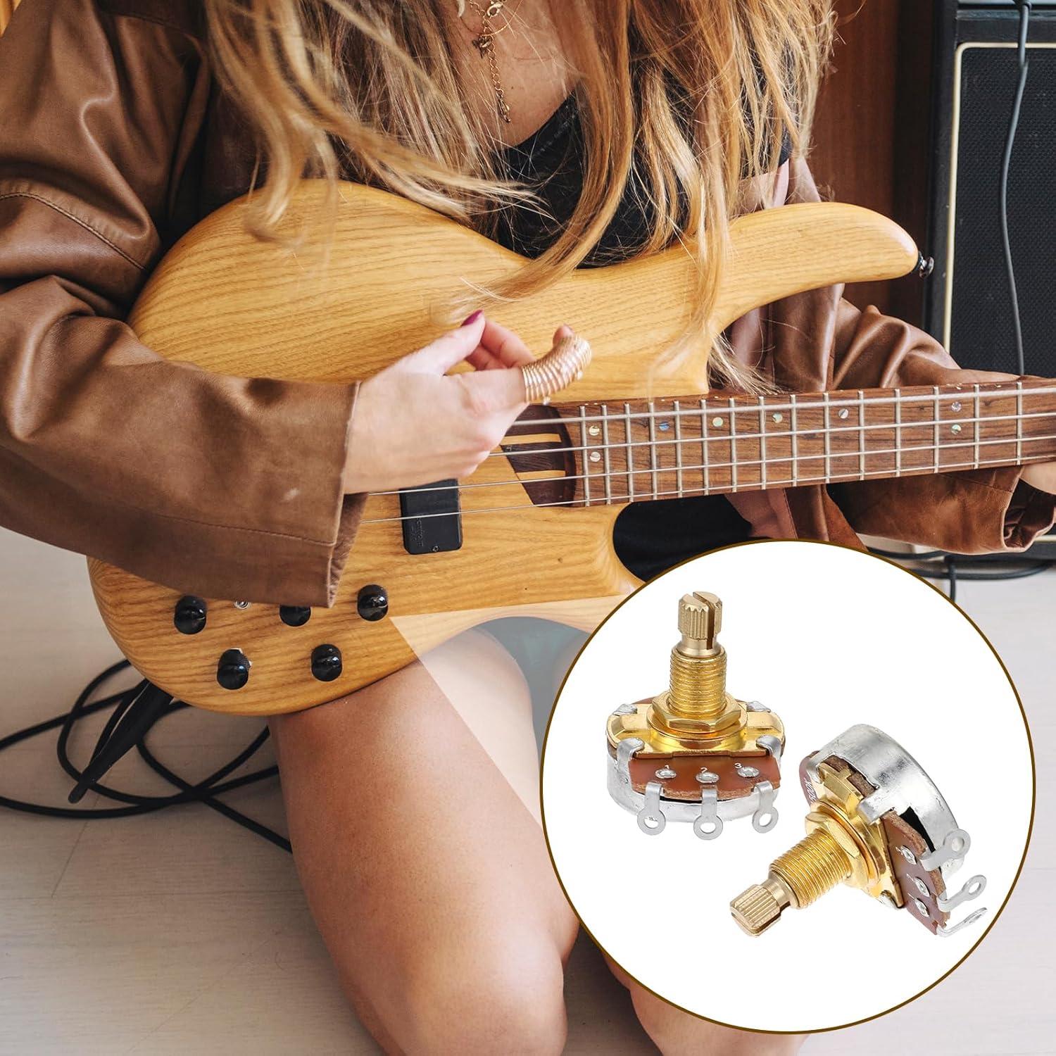 Paquete de 2 Potenciómetros de Guitarra 500k Eje Latón