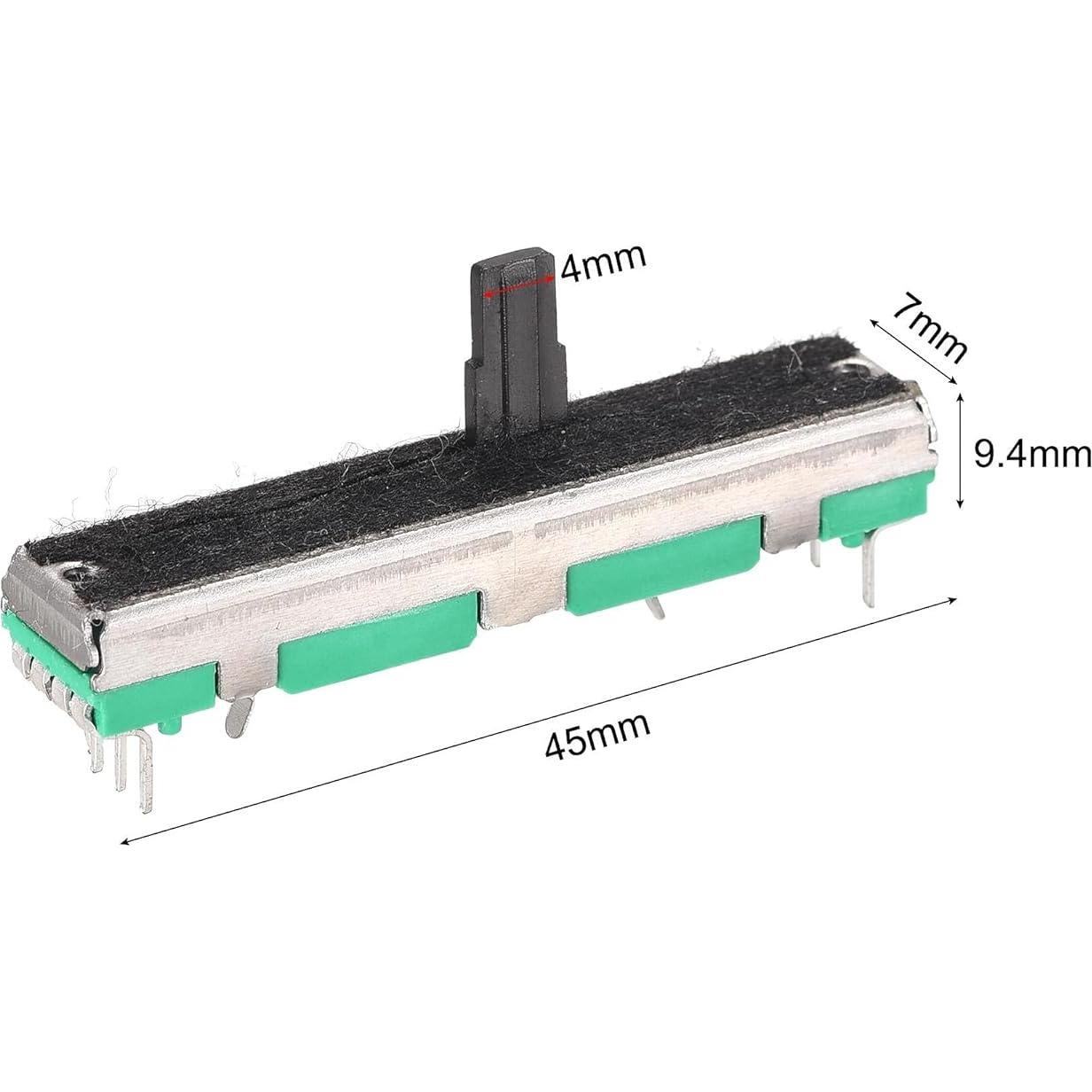 Potenciómetros de Deslizamiento uxcell 10K Ohm Doble Canal 45mm 2pcs