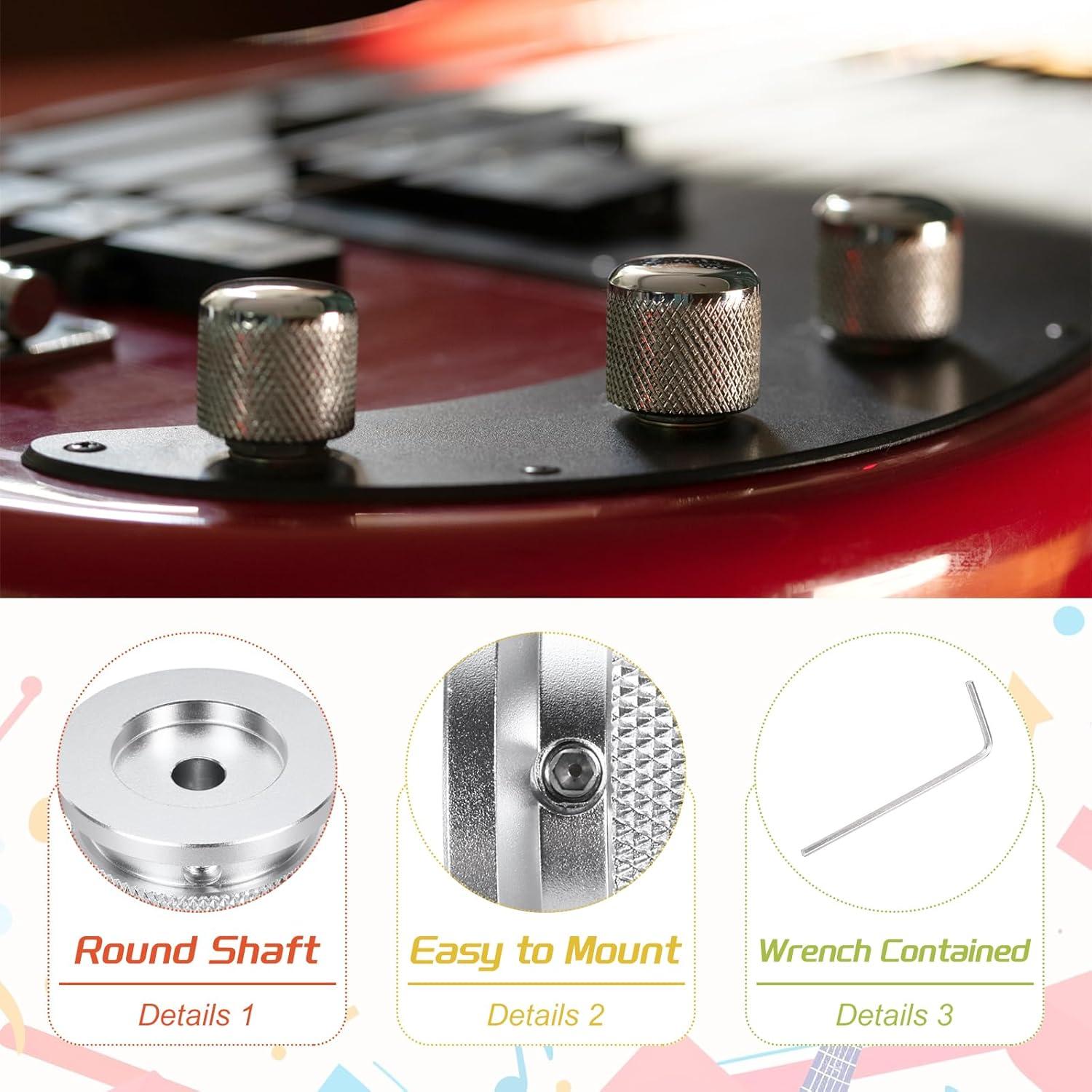 Perillas de Potenciómetro MECCANIXITY 2 Piezas Aluminio Plata