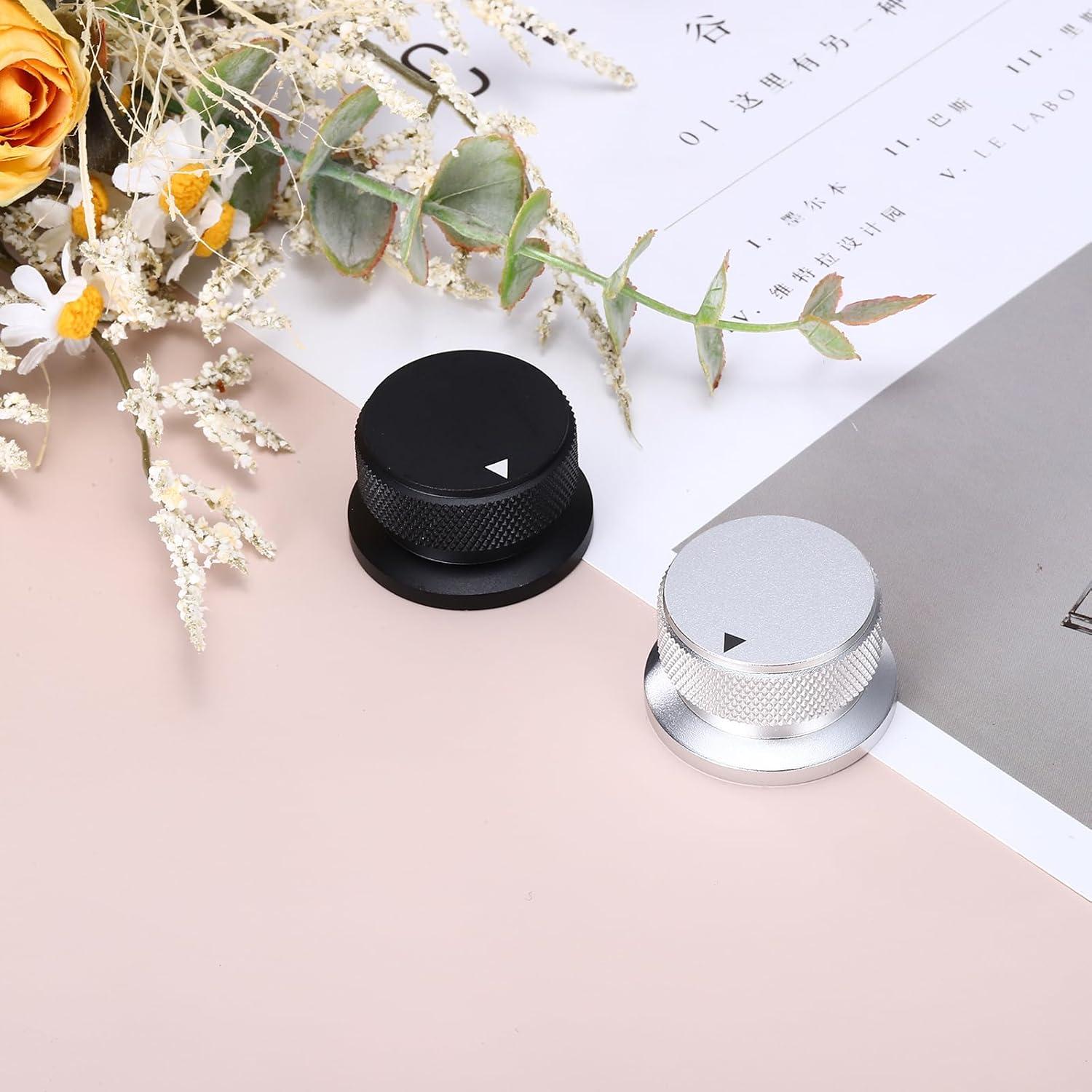 Perillas de Potenciómetro MECCANIXITY 2 Piezas Aluminio Plata