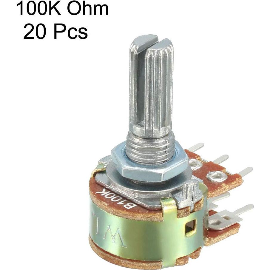 Potenciometro Doble Giro 100K Ohm uxcell 20pcs Carbono