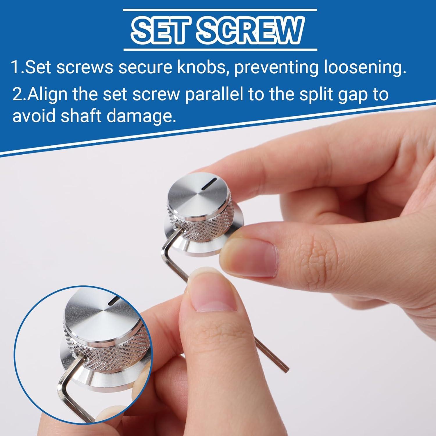 Perillas de Potenciómetro Aluminio DROK 6mm - 4 Unidades Plateadas