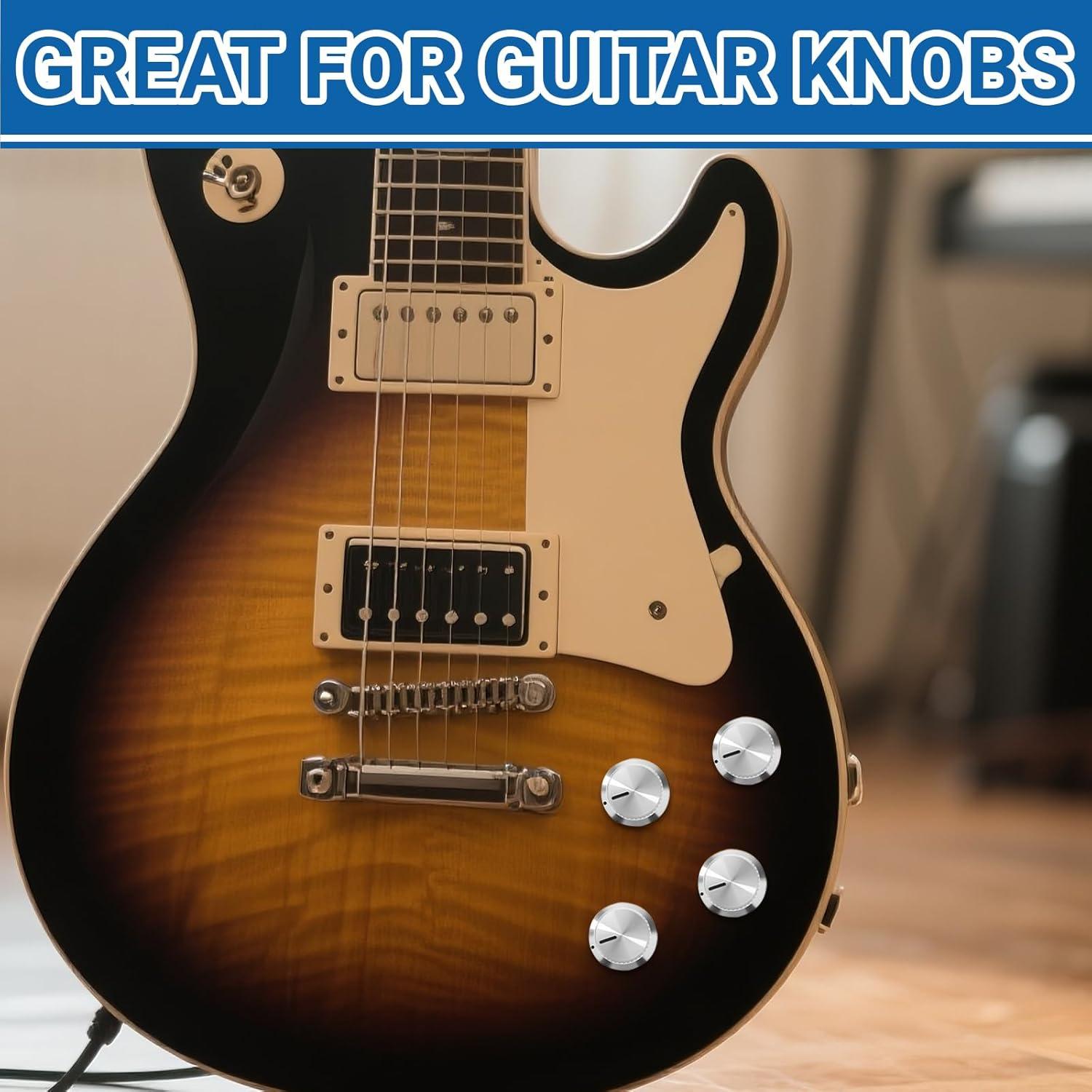 Perillas de Potenciómetro Aluminio DROK 6mm - 4 Unidades Plateadas