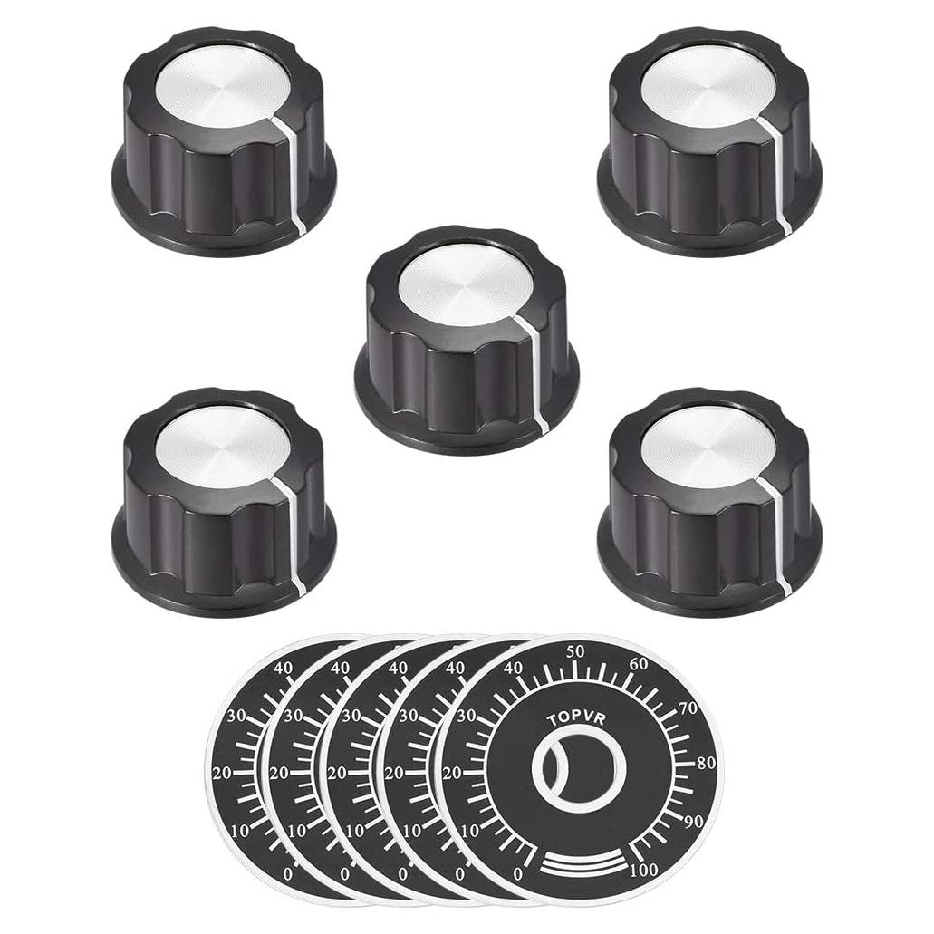 Perilla Rotativa de Potenciómetro uxcell 6mm 40mm 5 Piezas