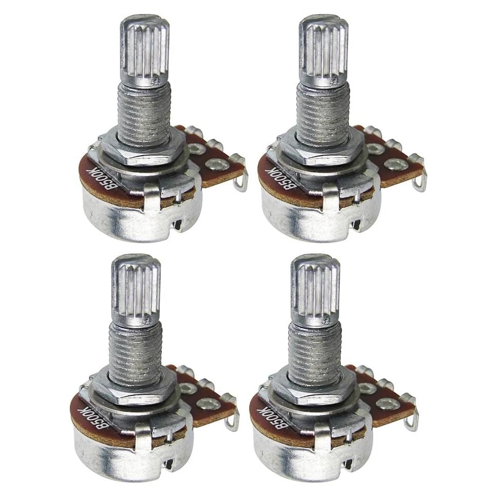 FLEOR 4pcs Small Size Guitar Pots 18mm Split Shaft B500K Potentiometers Linear Taper