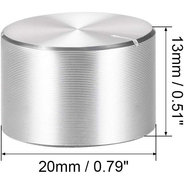 Perilla de Potenciómetro uxcell 20mmx13mm Plateada Aluminio 5 Pcs