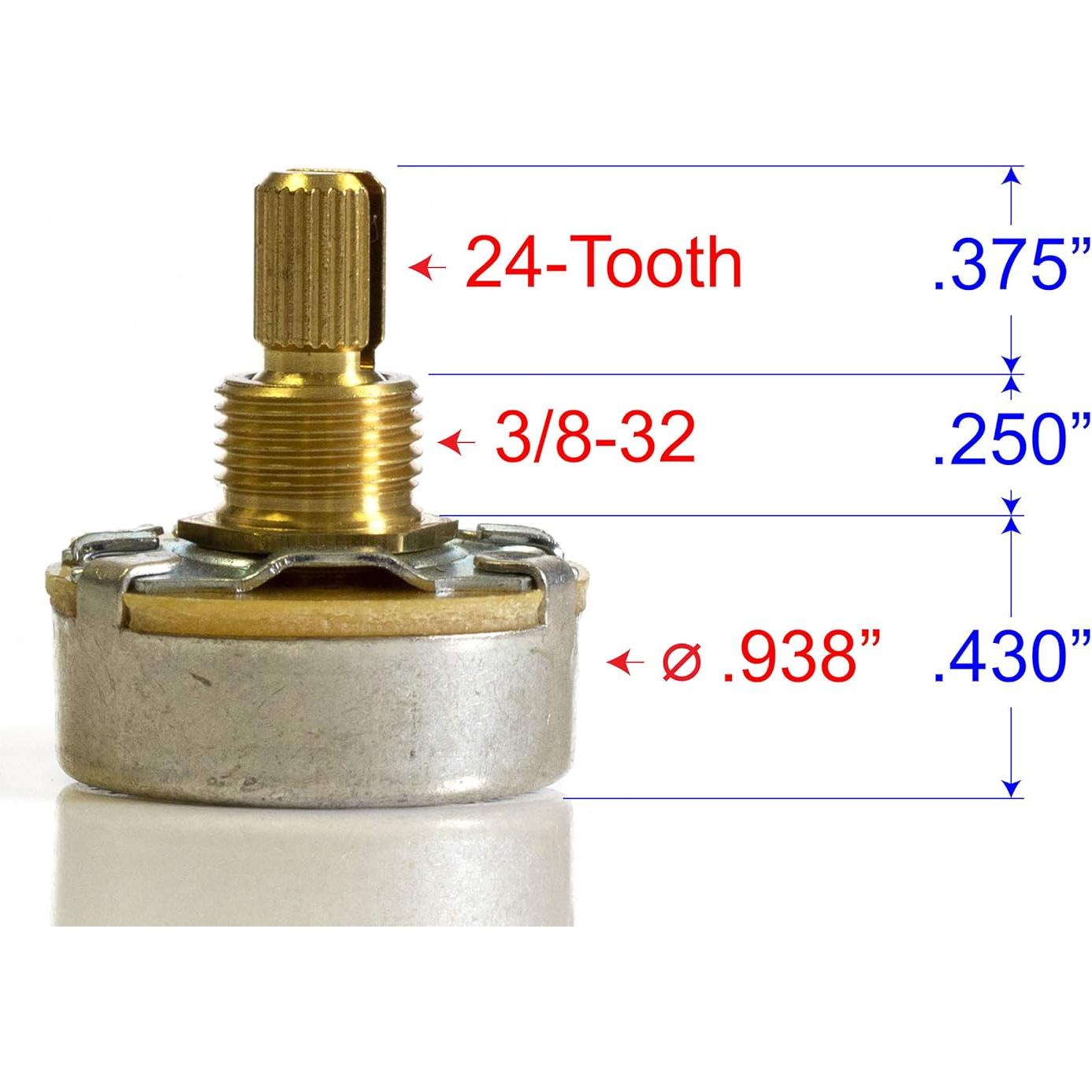 Potenciómetros CTS 500k Audio Eje Dividido Paquete de 4