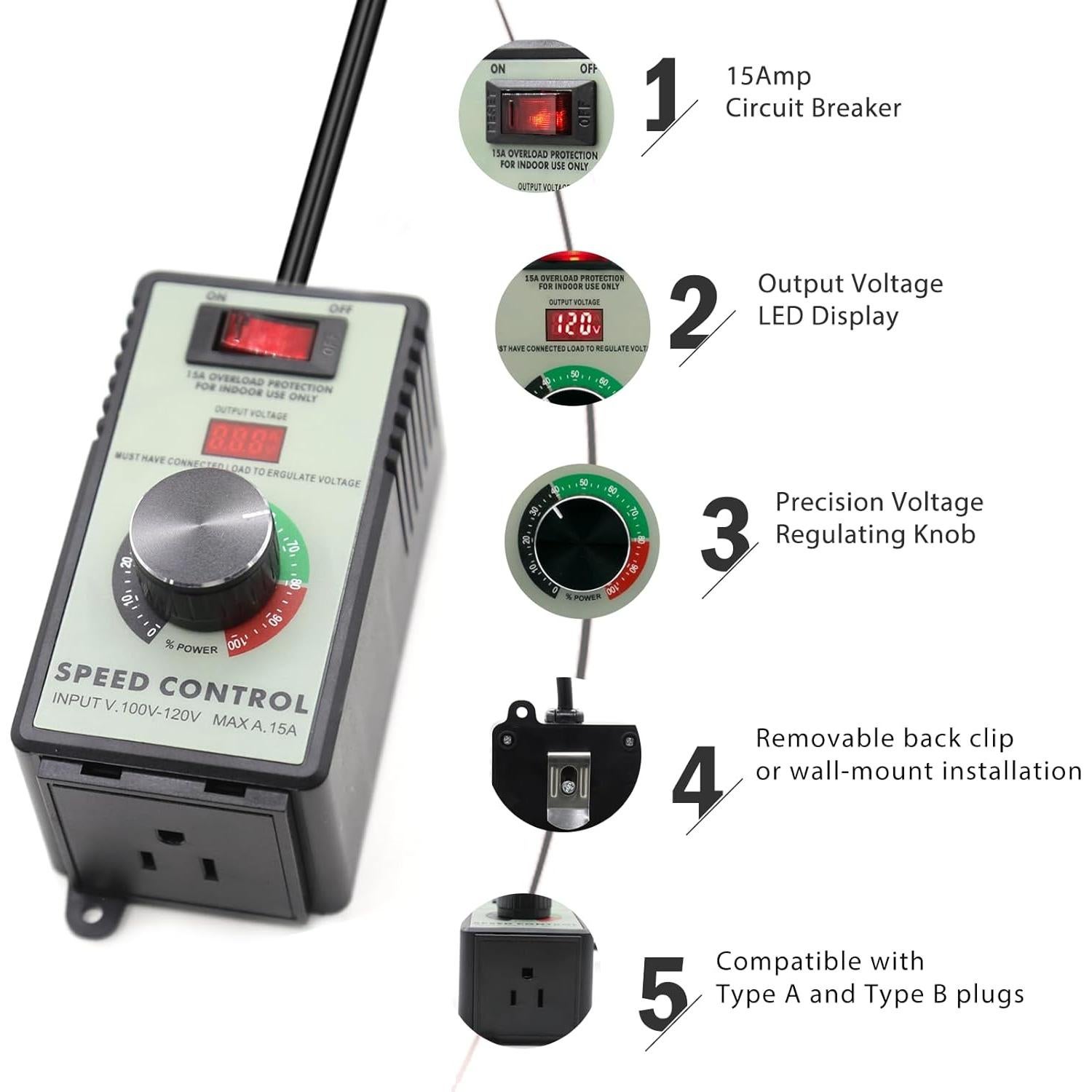 Controlador de Velocidad Variable AC ZOWZEA 4000W 15A