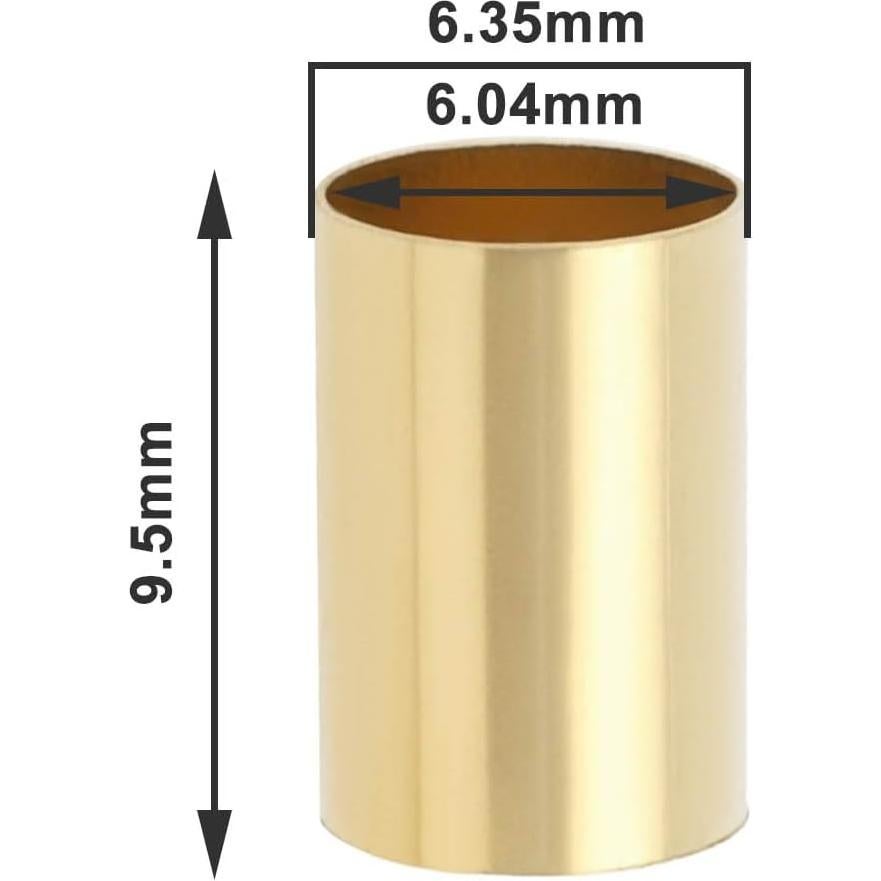10 Manguitos de Latón para Guitarra 6.35mm OD 6.04mm ID