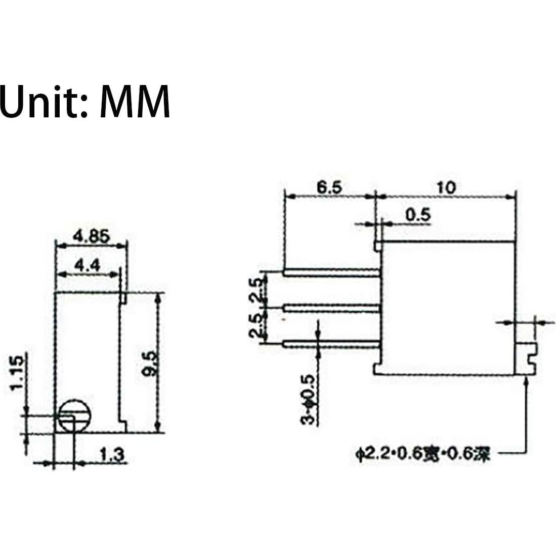 10 Piezas Potenciómetro Variable 10K Ohm 3296W Ruiwaer