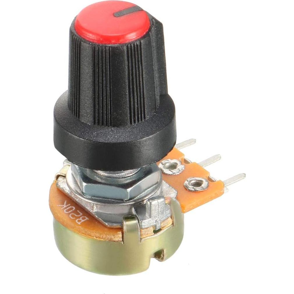 Potenciometro de Carbono 20K Ohm uxcell 10 Pcs con Perillas