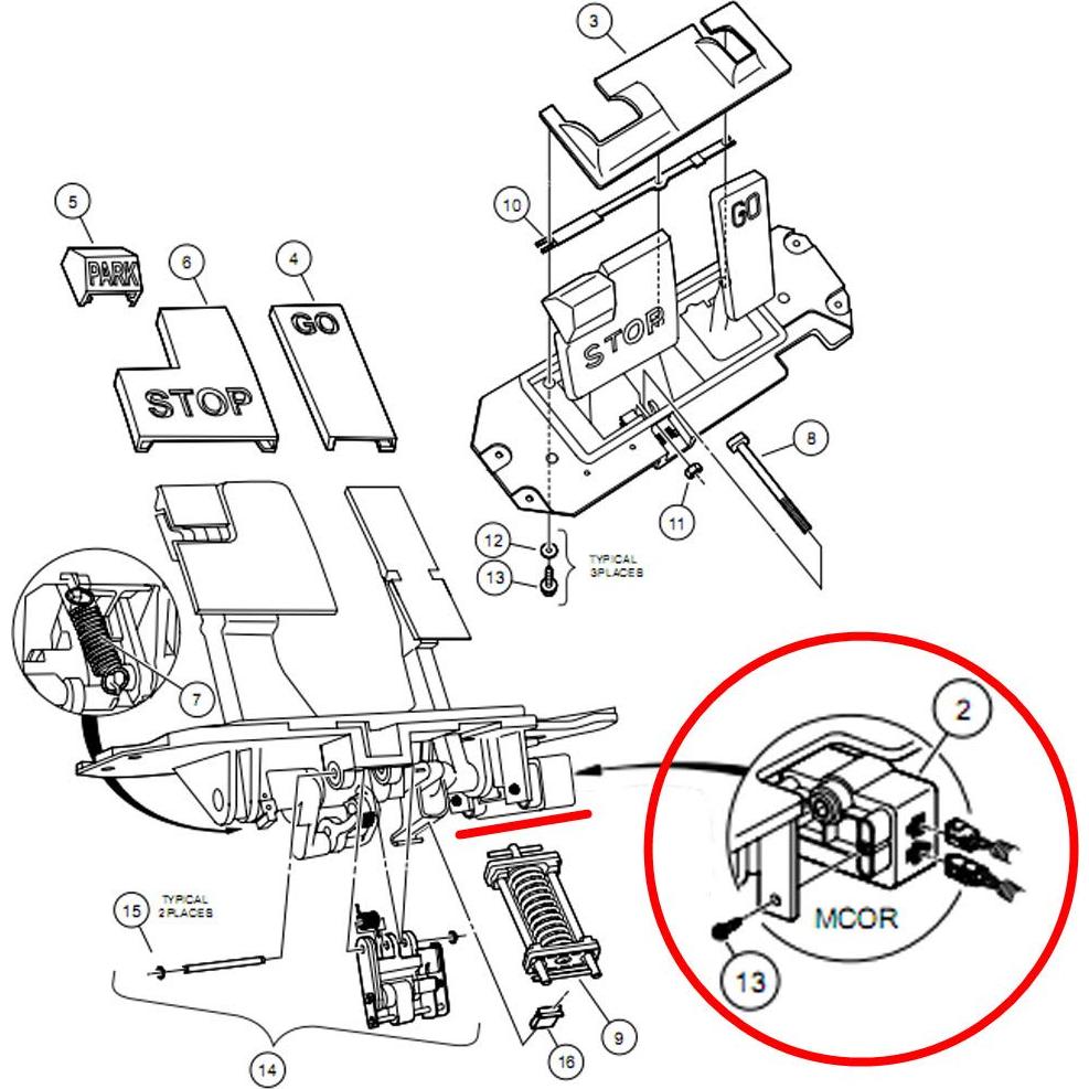 Potenciómetro de Acelerador MCOR1 para Club Car DS 2001-2011