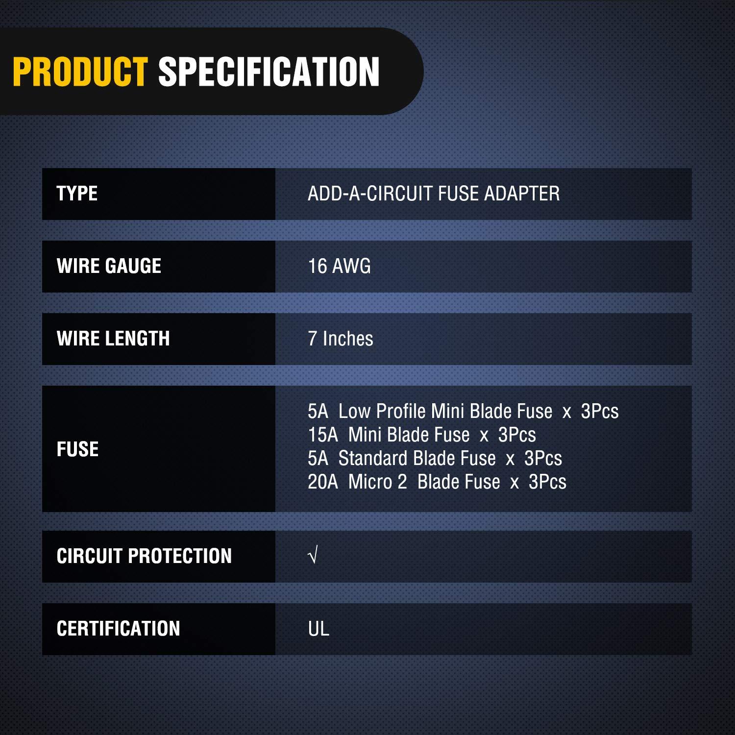 Nilight Soporte de Fusible 12 Paquete 12V 4 Tipos ATO ATC ATM APM