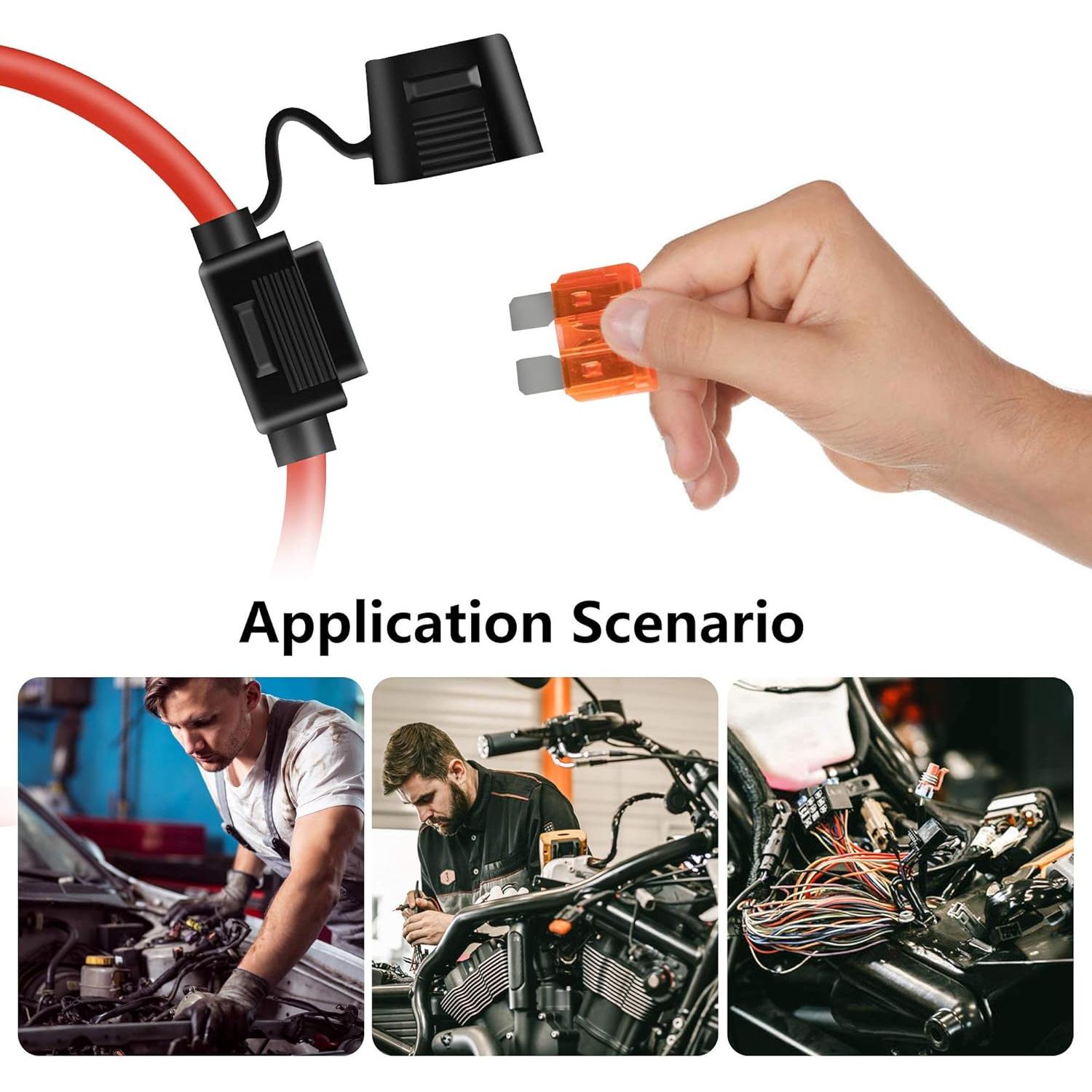 Soporte de Fusible Inline MulWark 10 AWG IP67 con 2 Fusibles 40AMP