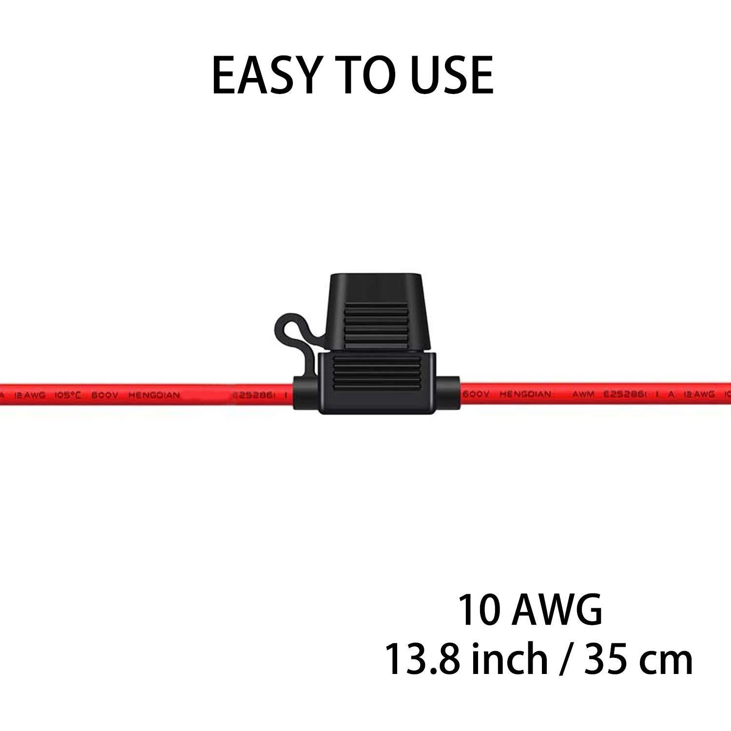 Soporte de Fusible en Línea Qizpcer 10 AWG con 4 Fusibles 40A