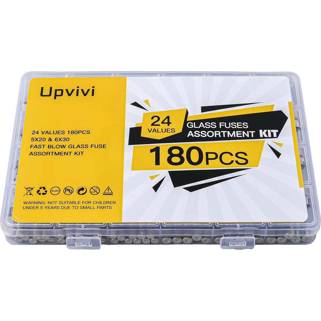 Kit de Fusibles de Vidrio Rápido Fundido Upvivi 180 Pcs 250V
