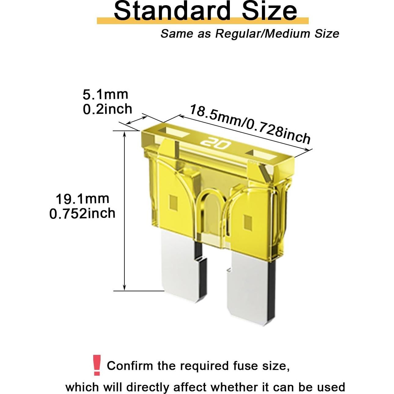 Fusibles Automotrices Estándar Riseuvo 20A 32V - 20 Pcs