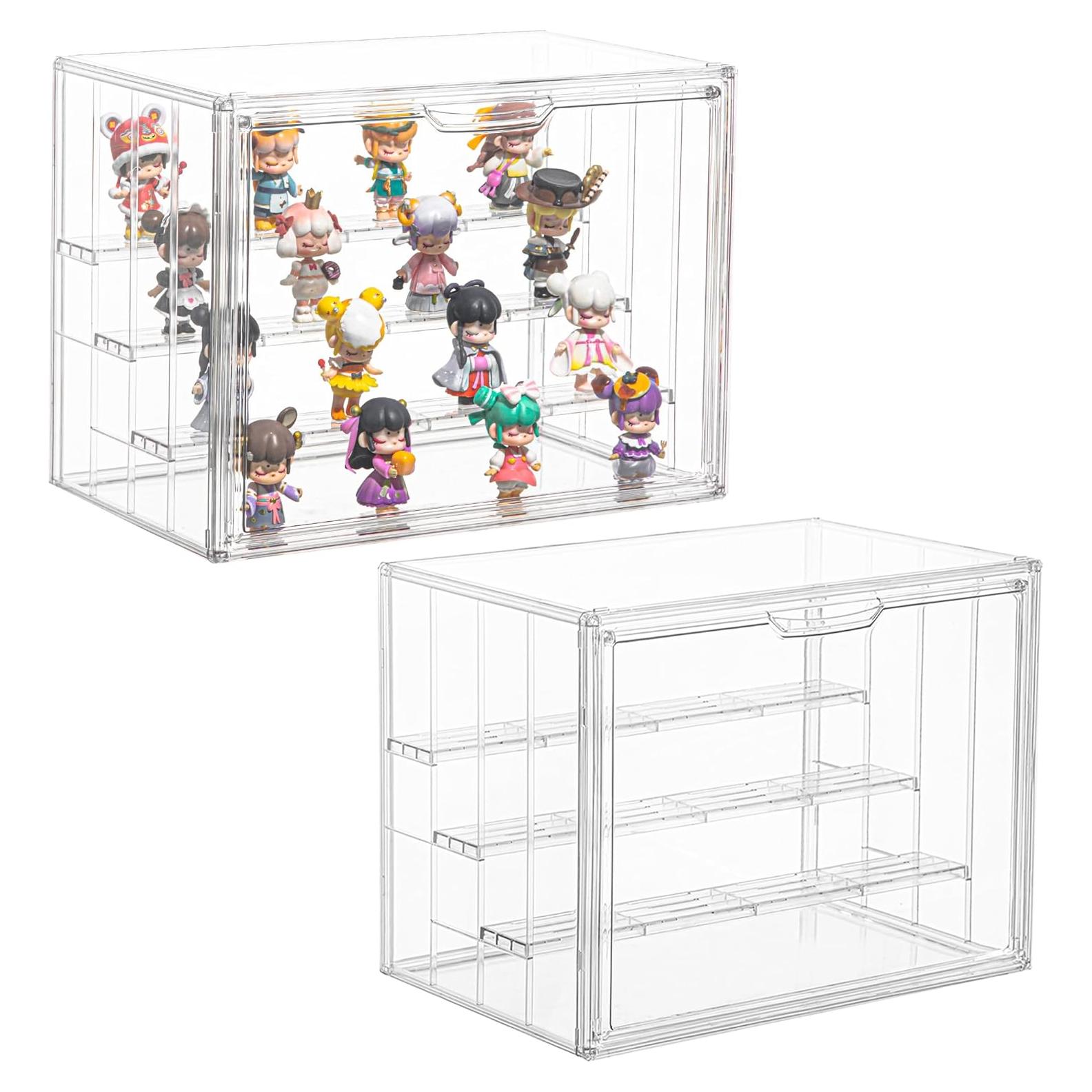 Caja de Exhibición Acrílica LXLXXL 4 Capas Ajustable 2 Pzas