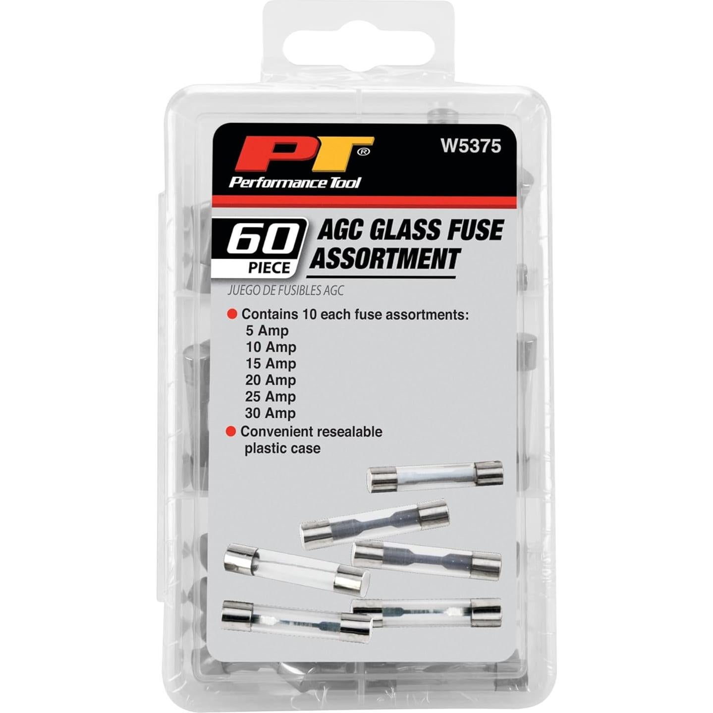 Kit de Fusibles de Vidrio AGC 60 Piezas Performance Tool W5375