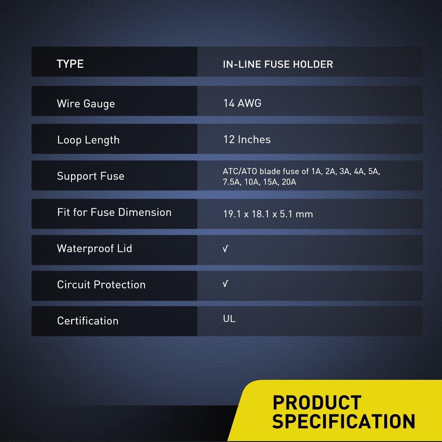 Soporte de Fusible ATC/ATO Nilight NI-FH01 14AWG 10 Piezas