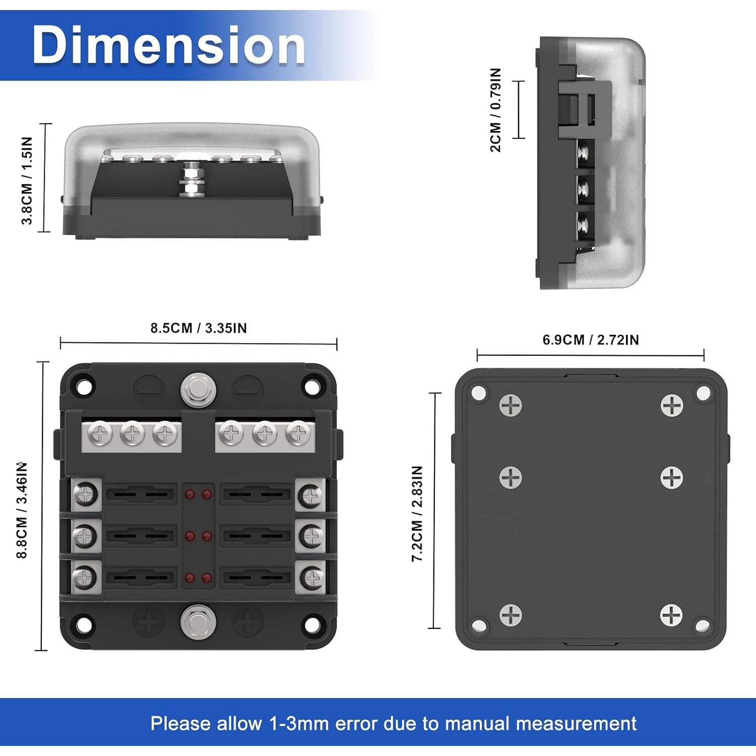 Caja de Fusibles 6 Vías 12V/24V DC ATC/ATO con LED