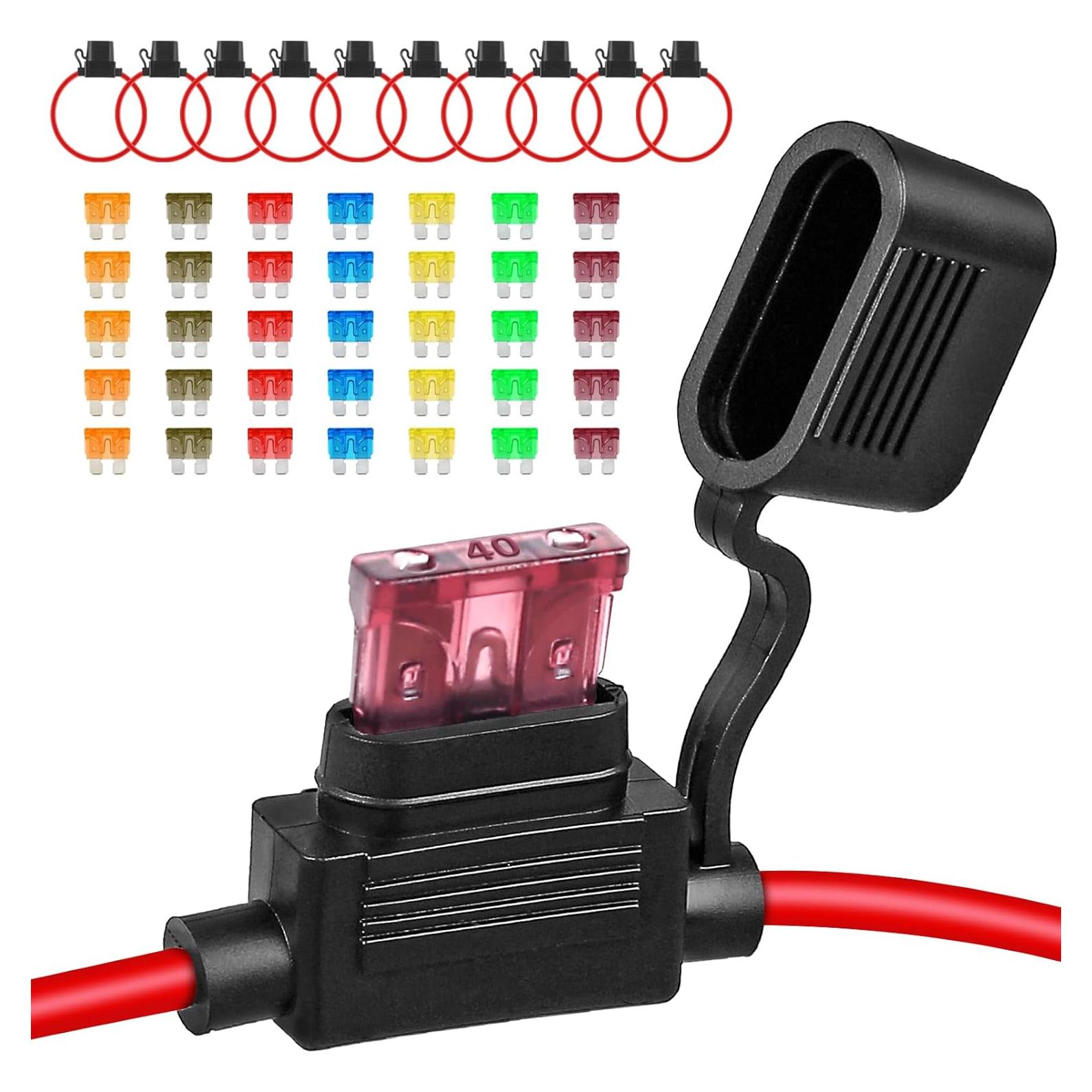 Paquete de 10 Soportes de Fusible 12V Giwiemi 12AWG Impermeables