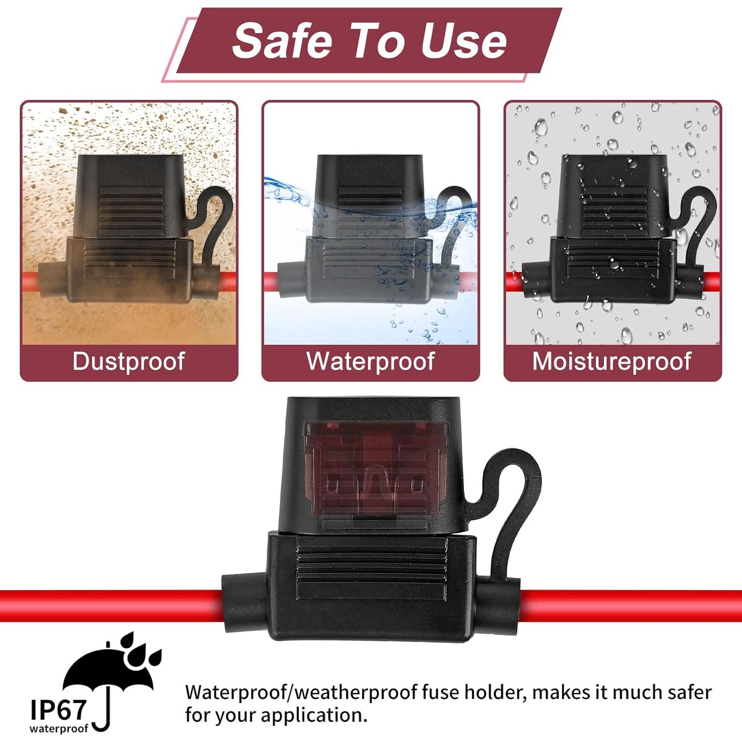 Paquete de 10 Soportes de Fusible 12V Giwiemi 12AWG Impermeables