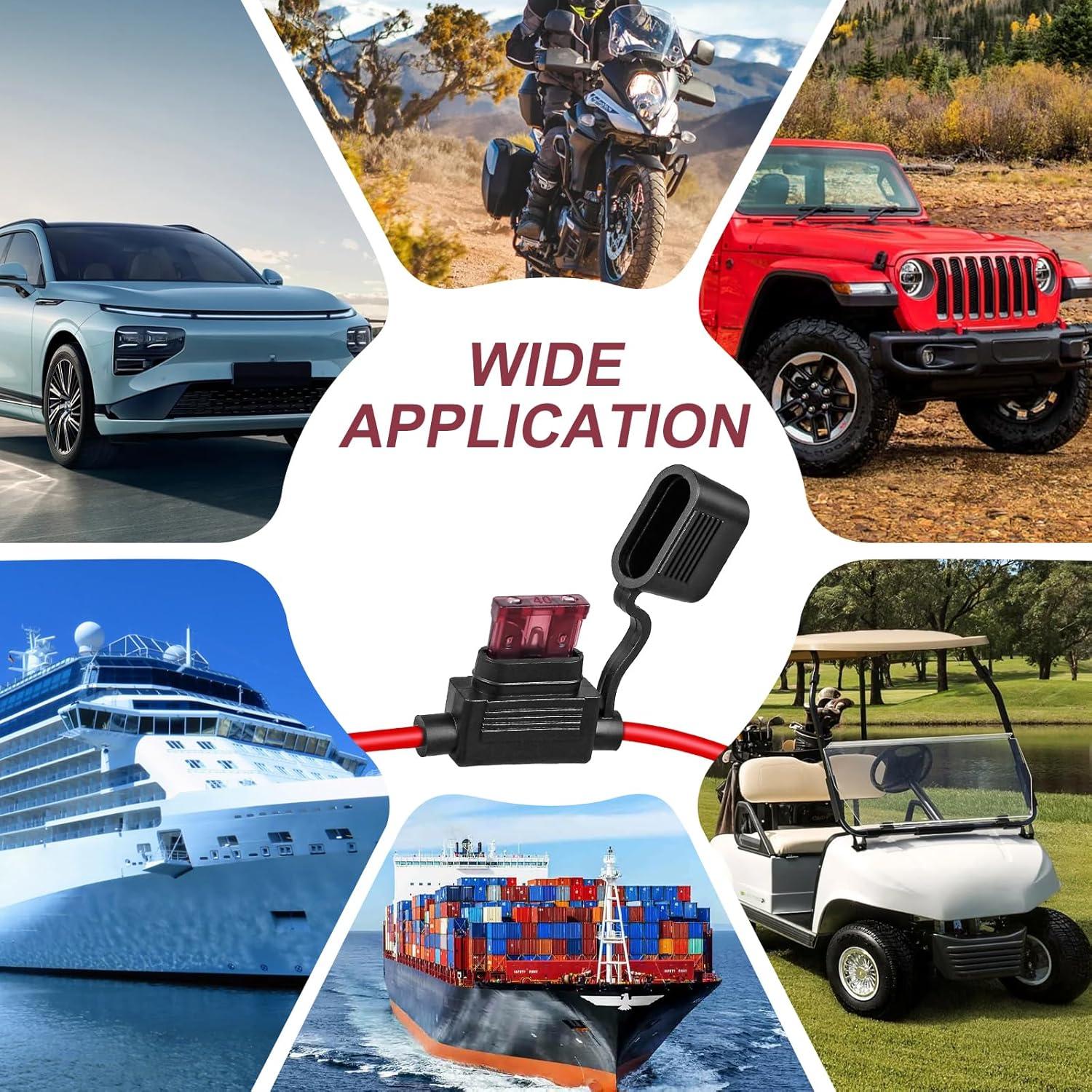 Paquete de 10 Soportes de Fusible 12V Giwiemi 12AWG Impermeables