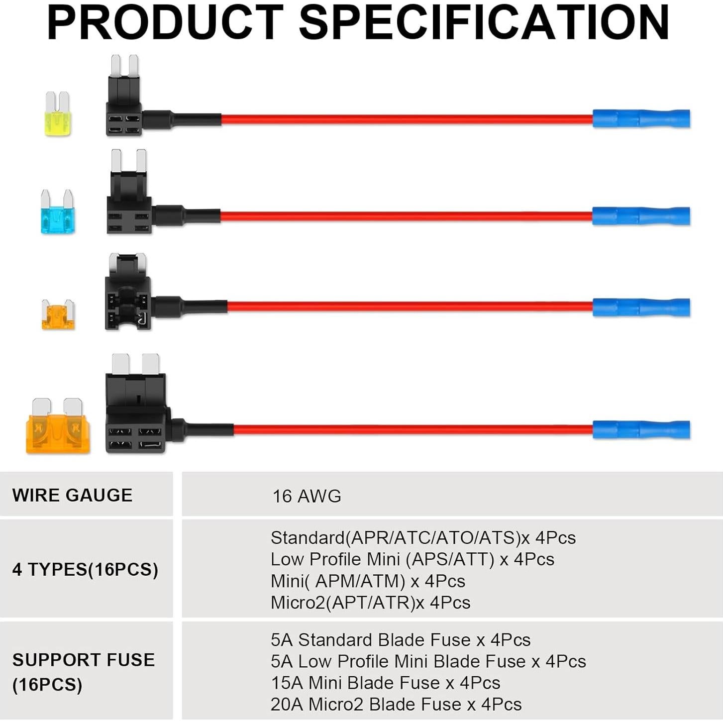 Kit de Fusibles 16 Piezas Cooclensportey 12V Automóviles