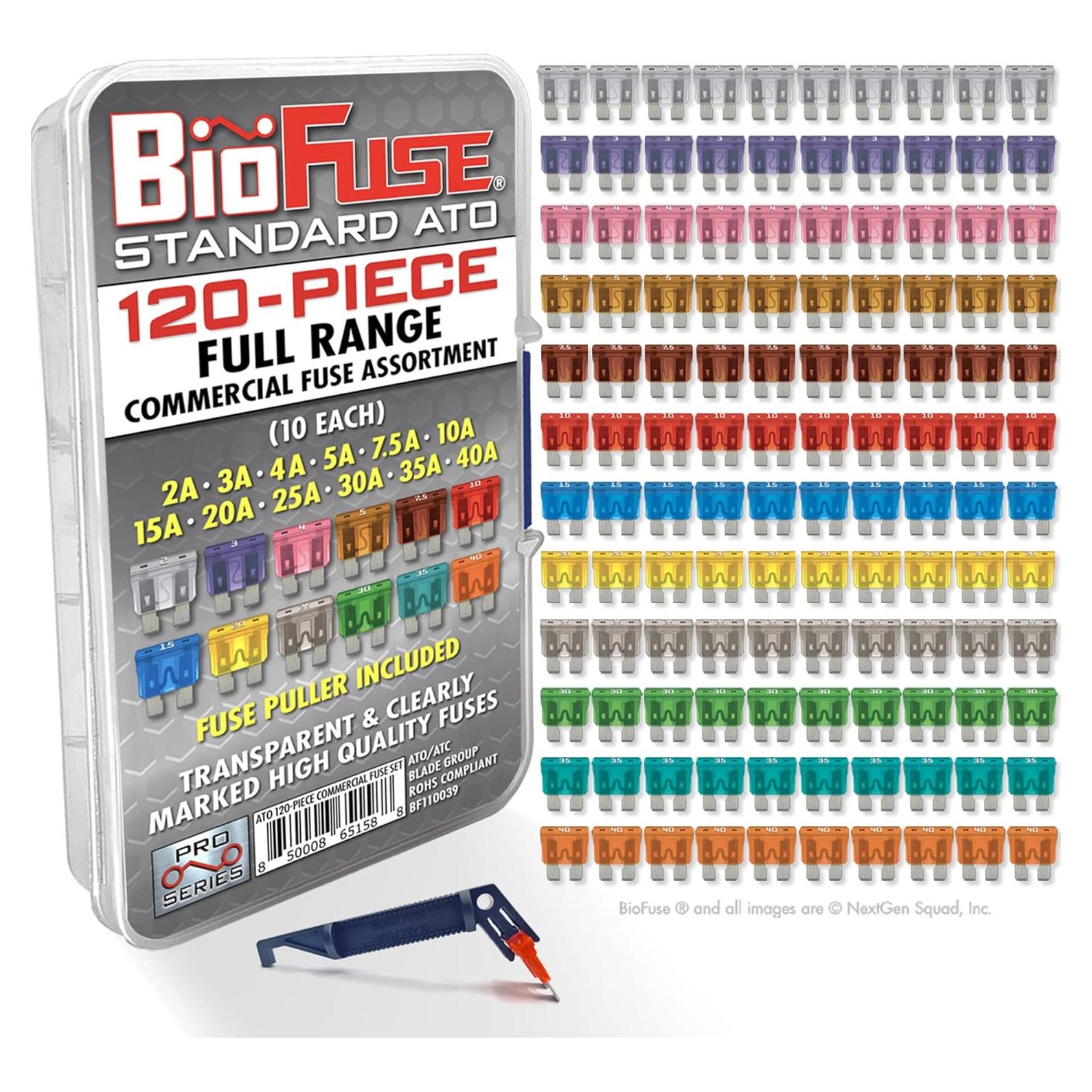 120 Fusibles Automotrices Estándar BioFuse 2A a 40A con Extractor