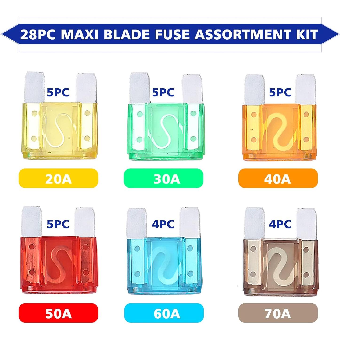 Kit de Fusibles Maxi Blade BUSY-CORNER 28 Piezas 20A-70A