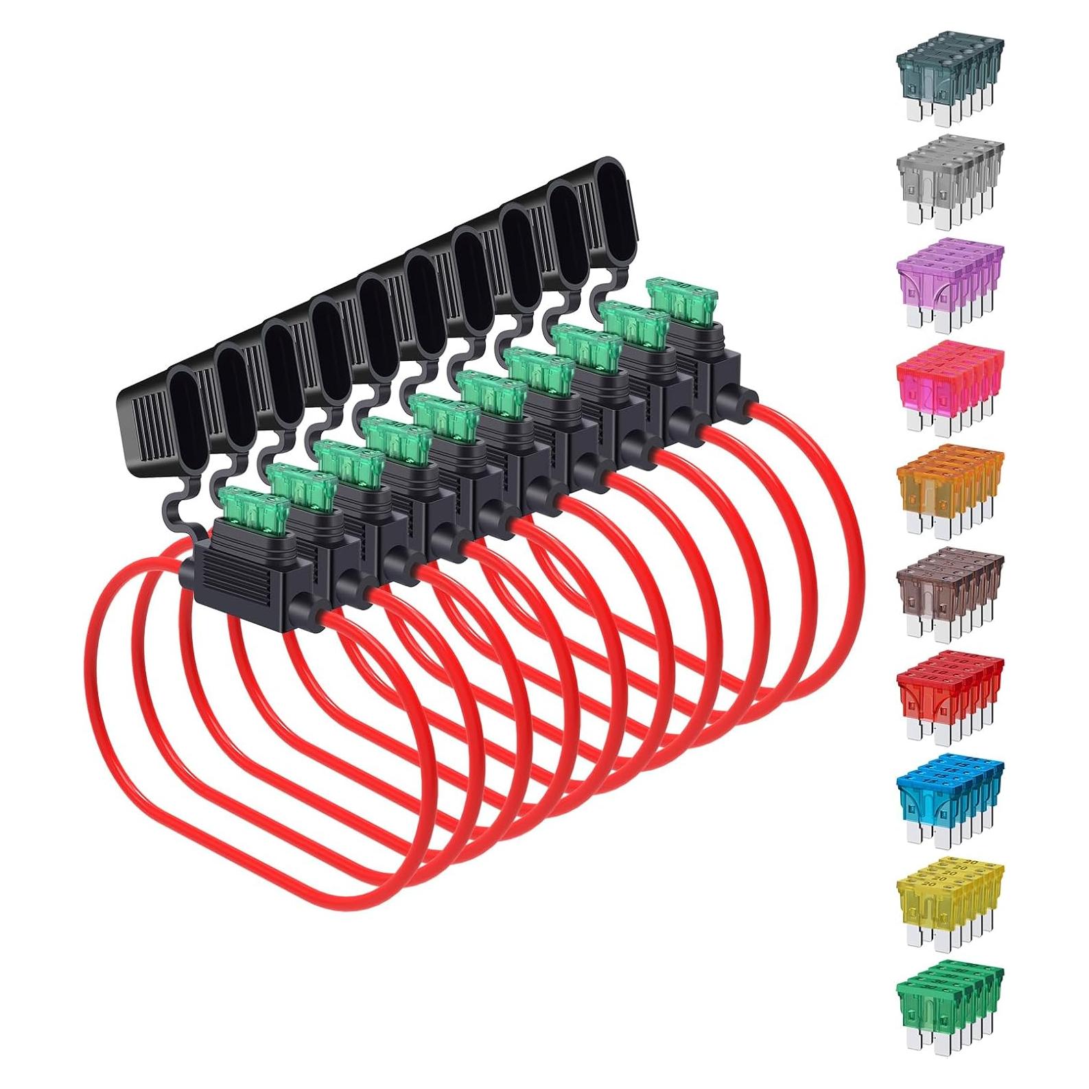 Soporte de Fusible Automotriz SIM&NAT 14 AWG con 50 Fusibles