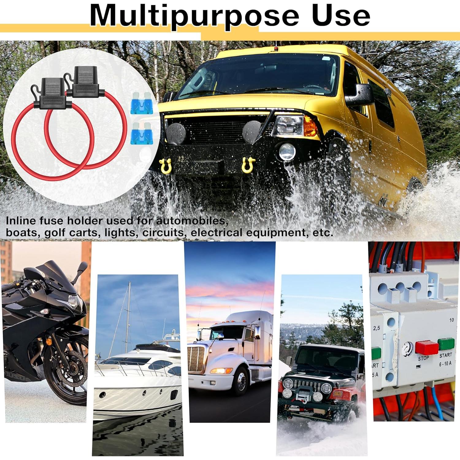 Soportes de Fusibles Inline 12V Ecocstm 16 AWG Impermeables