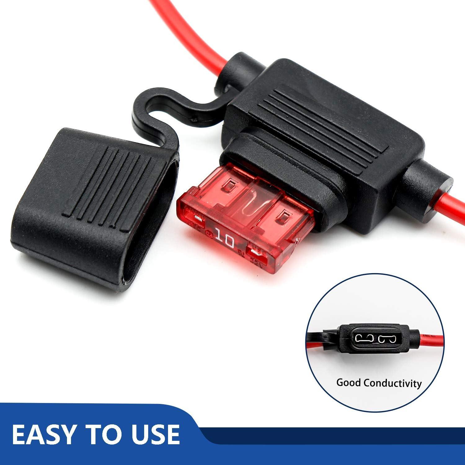 Paquete de 10 Soportes de Fusible Inline 16 AWG Qizpcer 10A