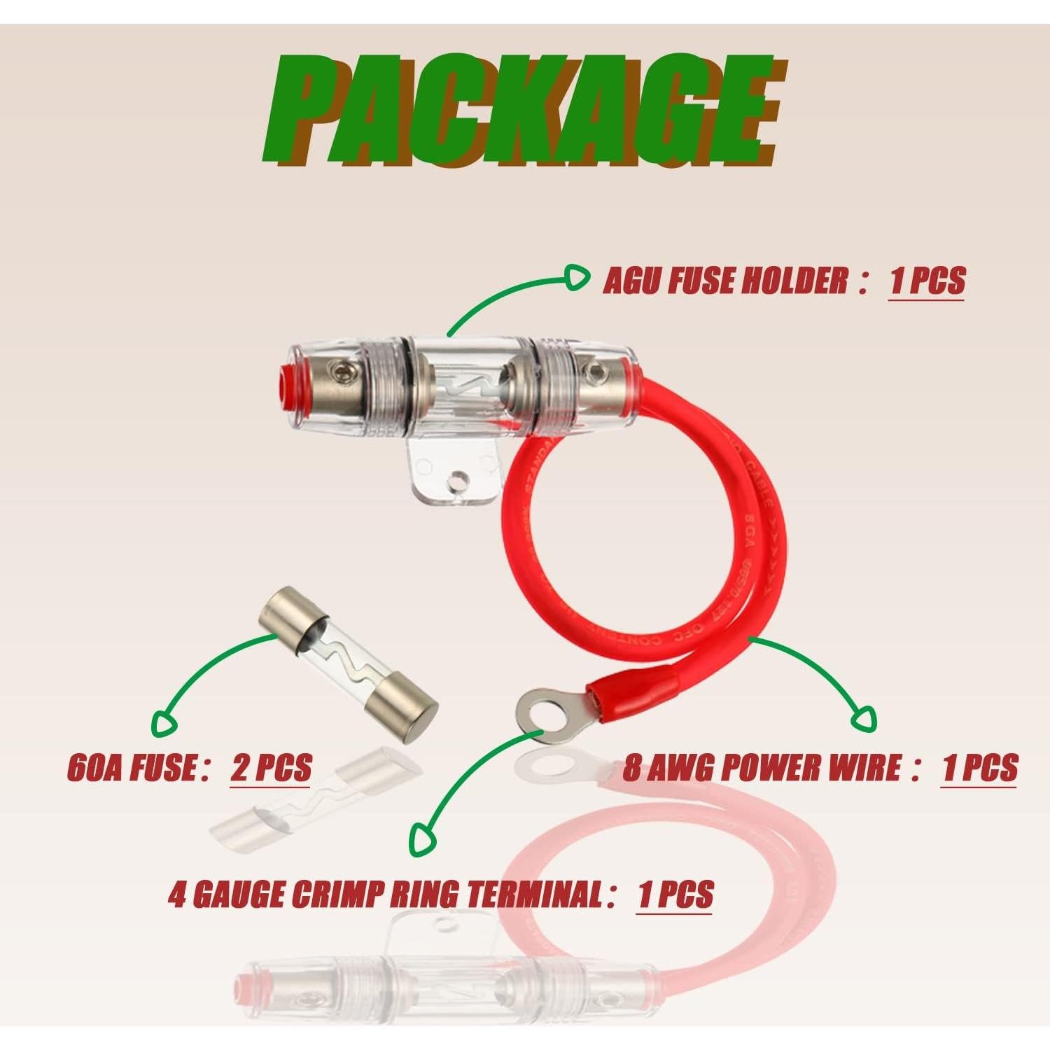 Soporte de Fusible AGU SIGANDG 60A con Cable de Cobre 1ft