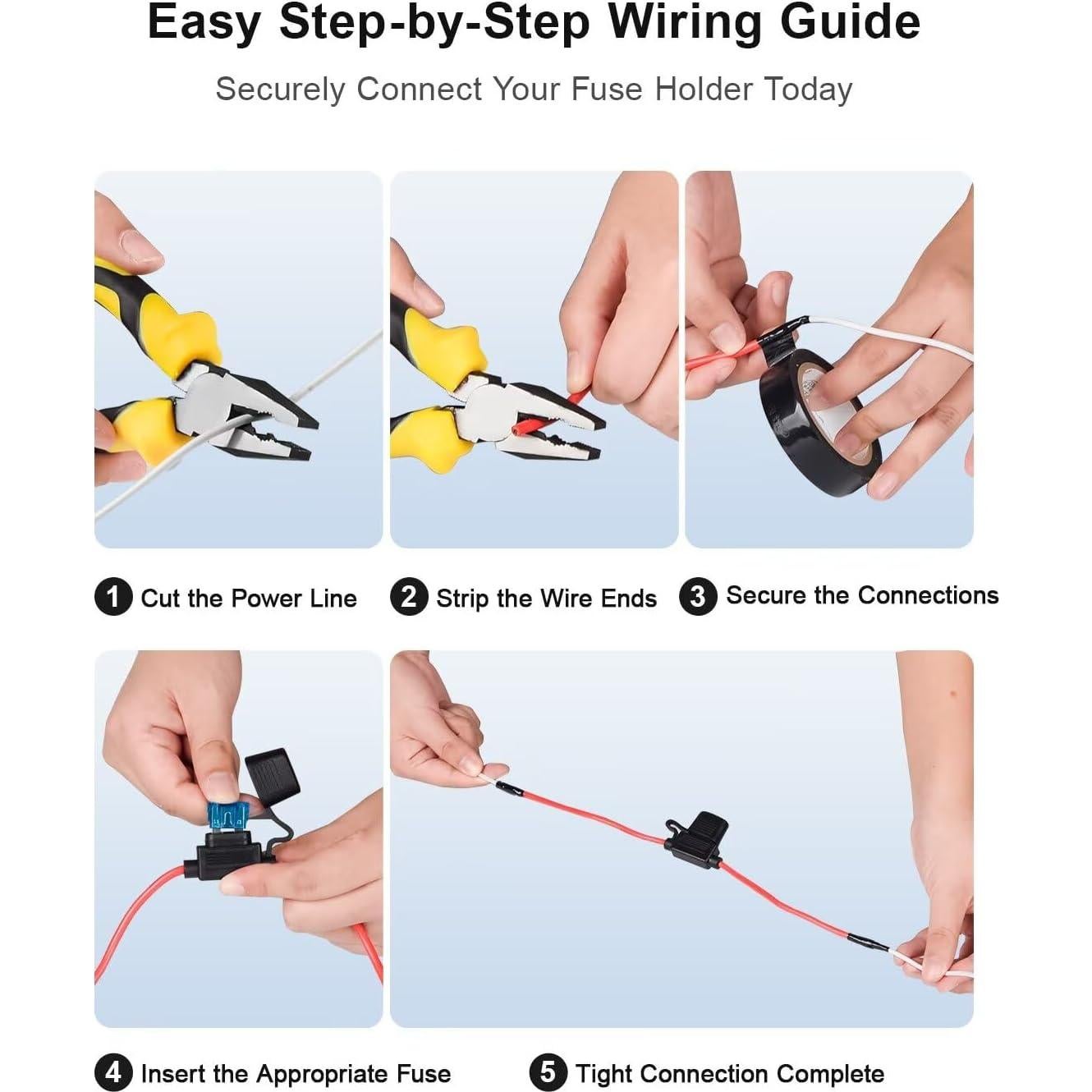 Soporte de Fusible Inline 12AWG Anyongora - 4 Paquetes con 40 Fusibles