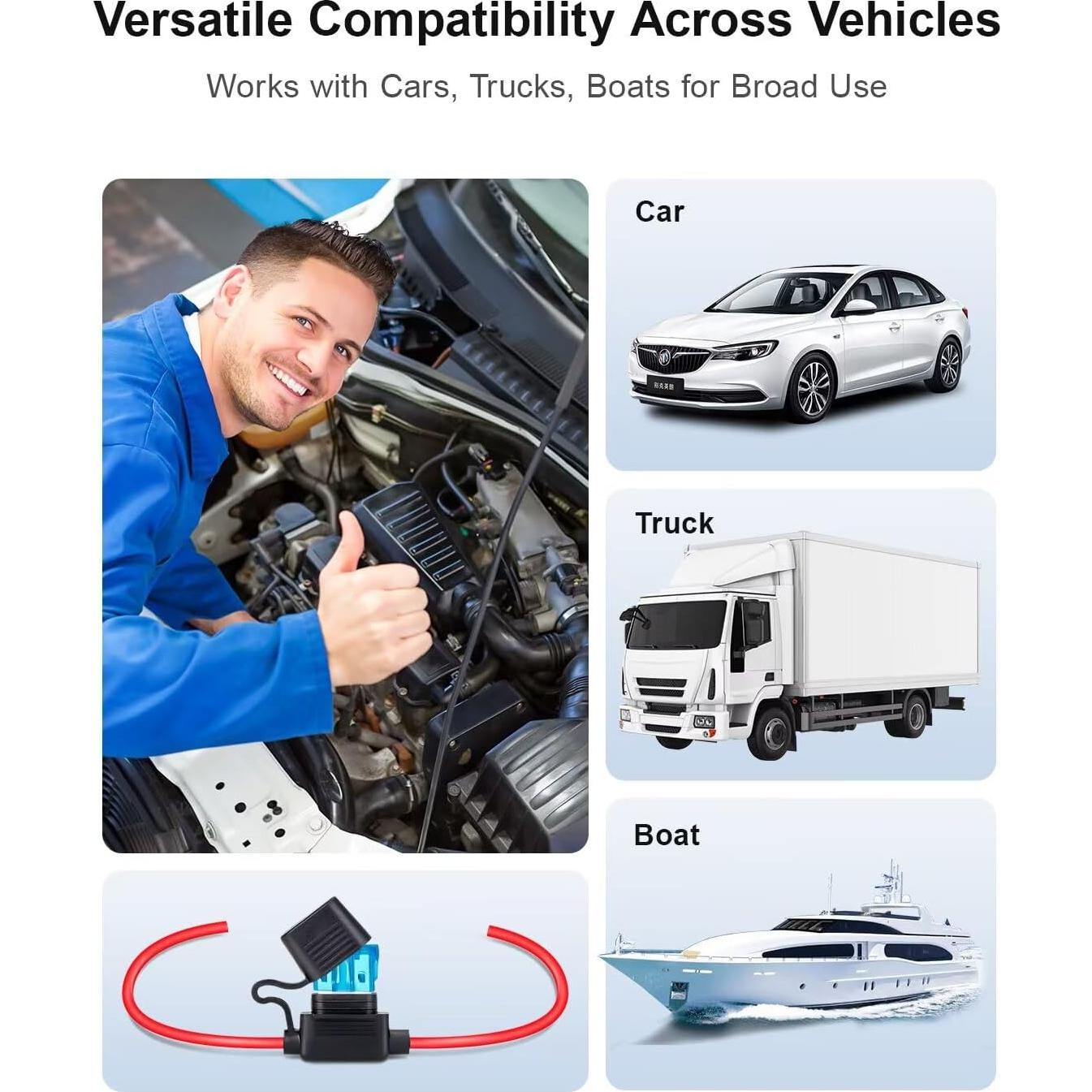 Soporte de Fusible Inline 12AWG Anyongora - 4 Paquetes con 40 Fusibles