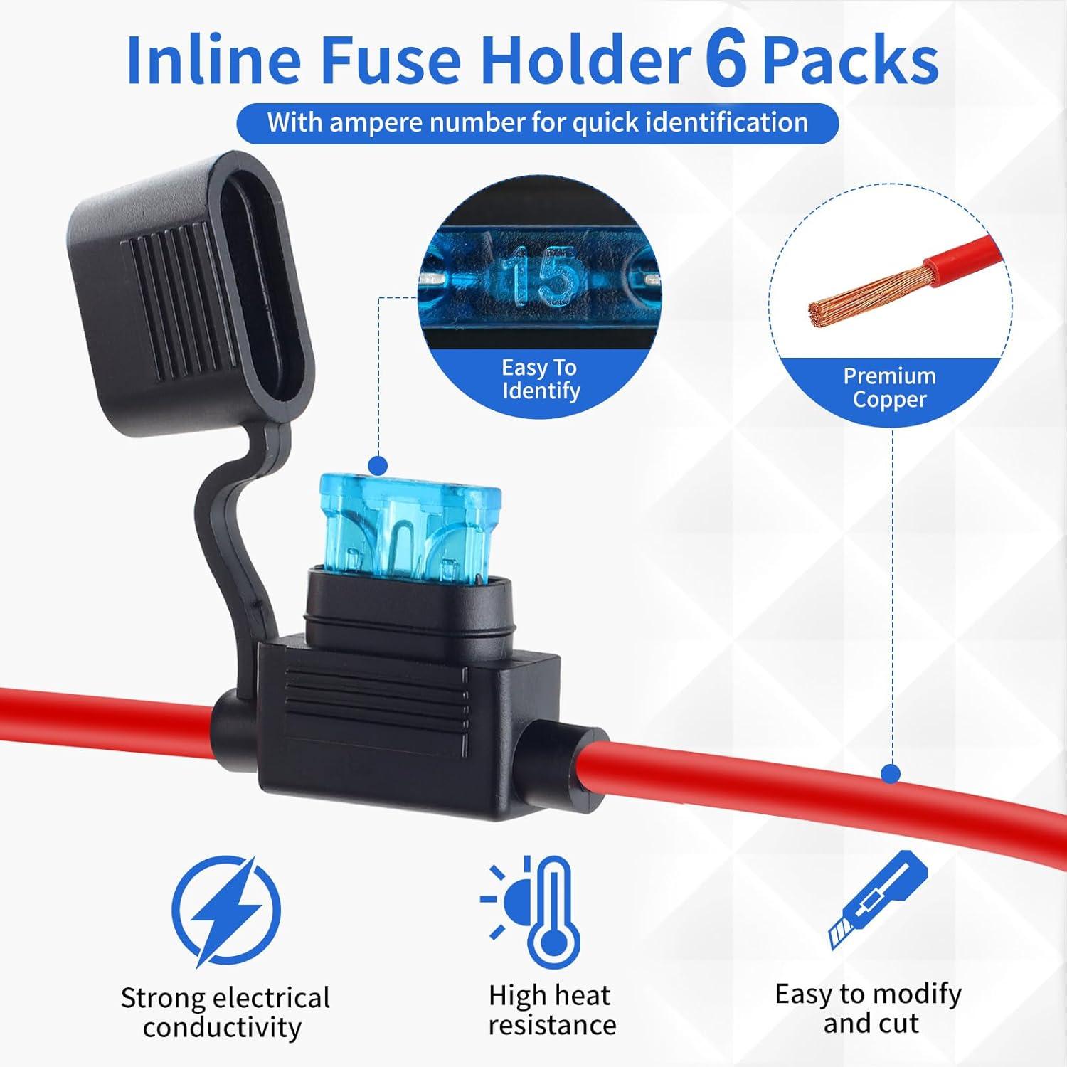 Paquete de 6 Soportes de Fusibles 12V YNZDRWA con 66 Fusibles