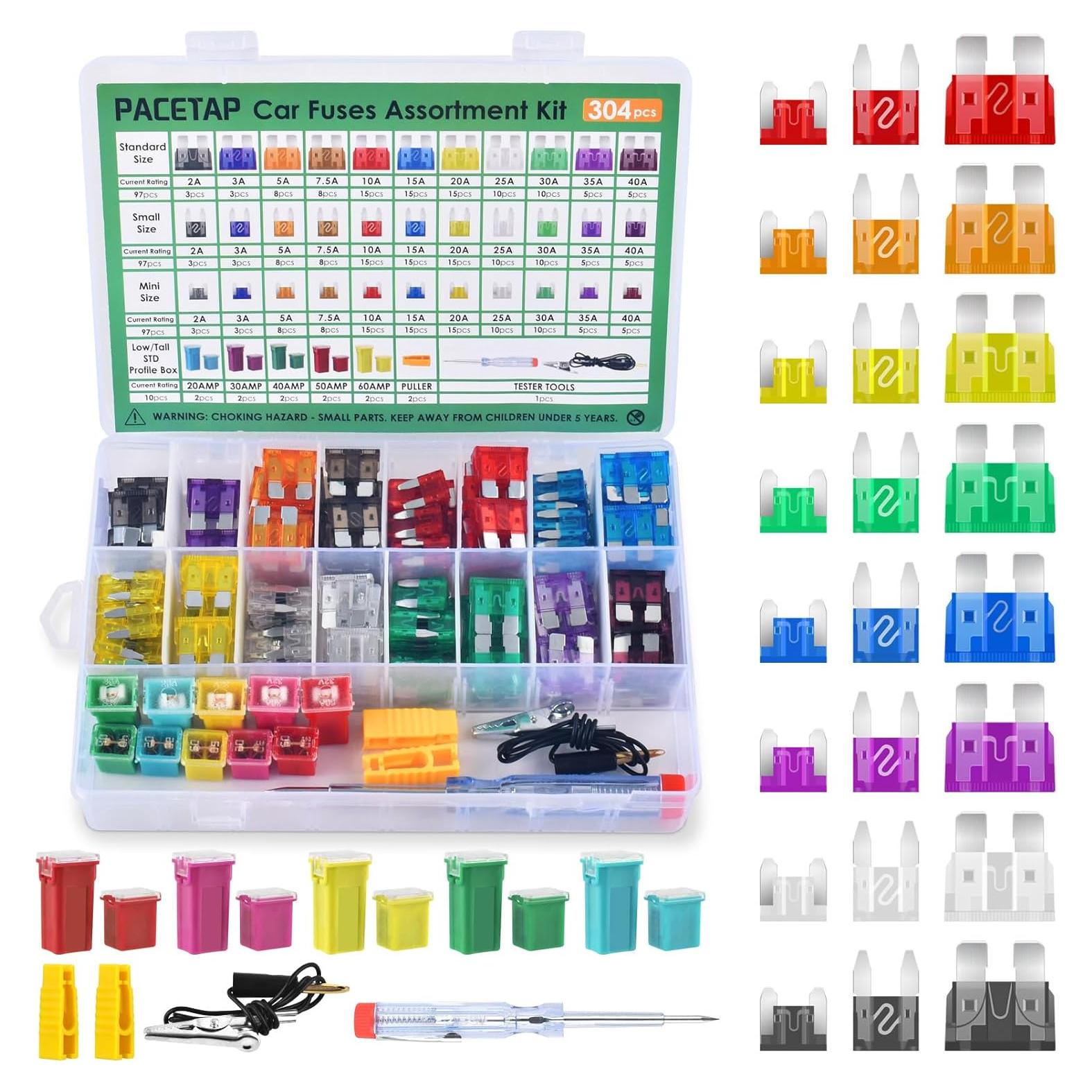 Kit de Fusibles Automotrices PACETAP 304 Piezas con Extractor