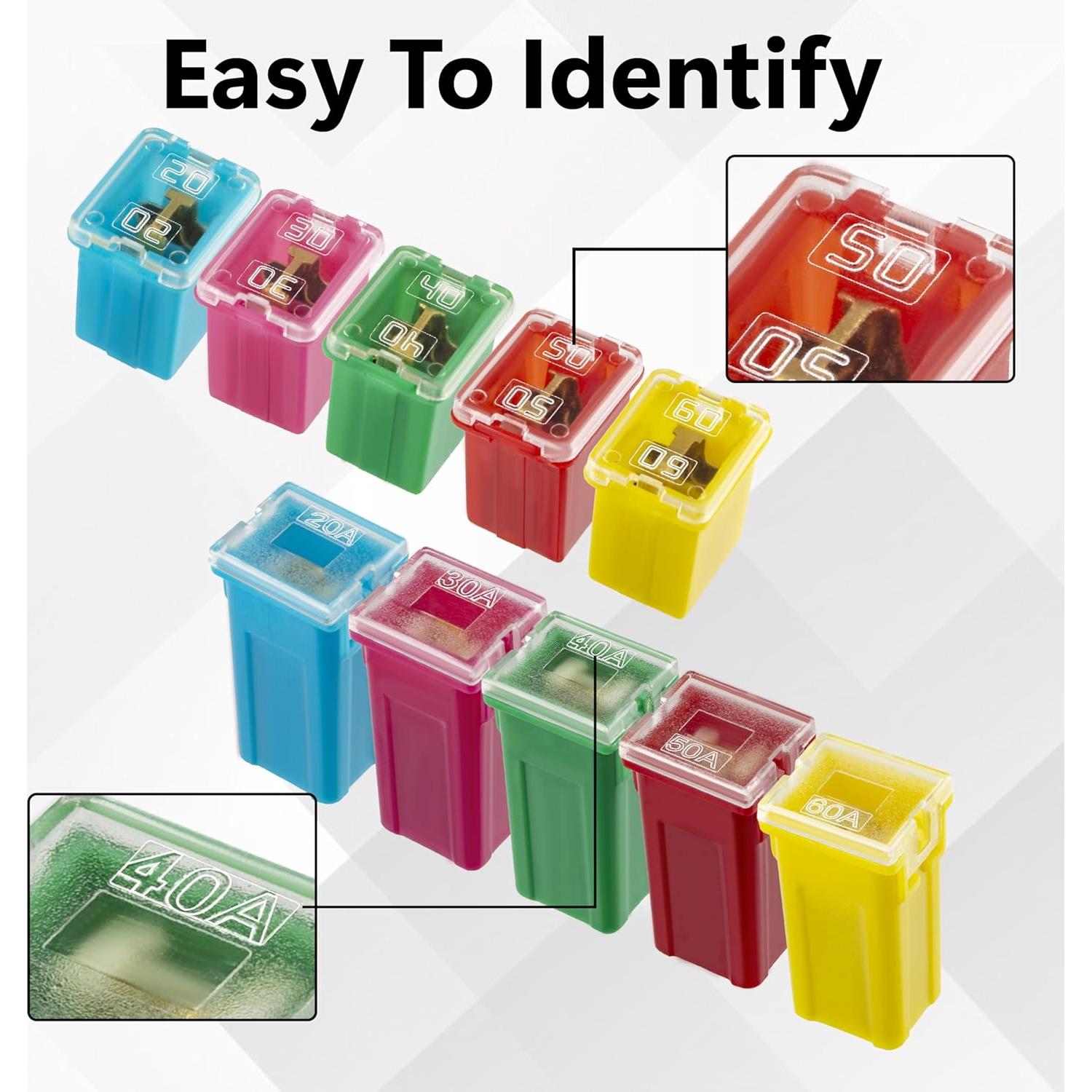 Kit de Fusibles Automotrices BFXM 10 PCS 20A-60A Perfil Bajo