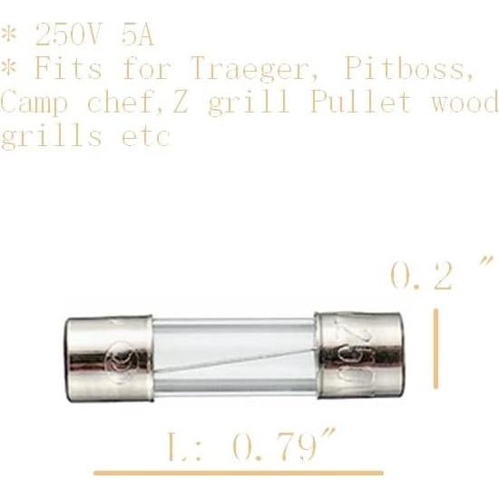Firsgrill Fuse Replacement for Traeger, Pit Boss, Z Grills & Weber Wood Pellet Grills (5A 250V)