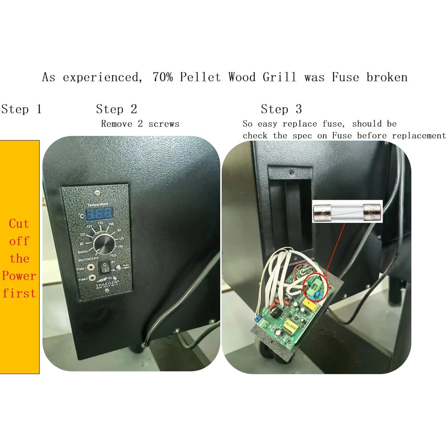 Firsgrill Fuse Replacement for Traeger, Pit Boss, Z Grills & Weber Wood Pellet Grills (5A 250V)