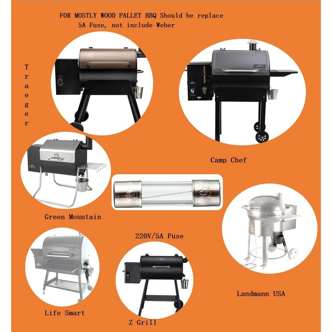 Firsgrill Fuse Replacement for Traeger, Pit Boss, Z Grills & Weber Wood Pellet Grills (5A 250V)