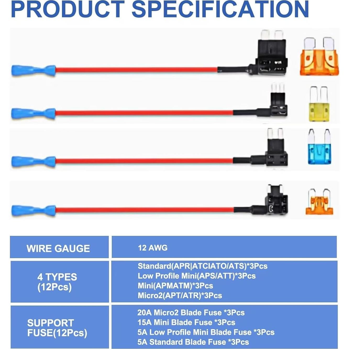 Kit de Adaptadores de Fusible Automotriz TOOYIMR 12 Piezas