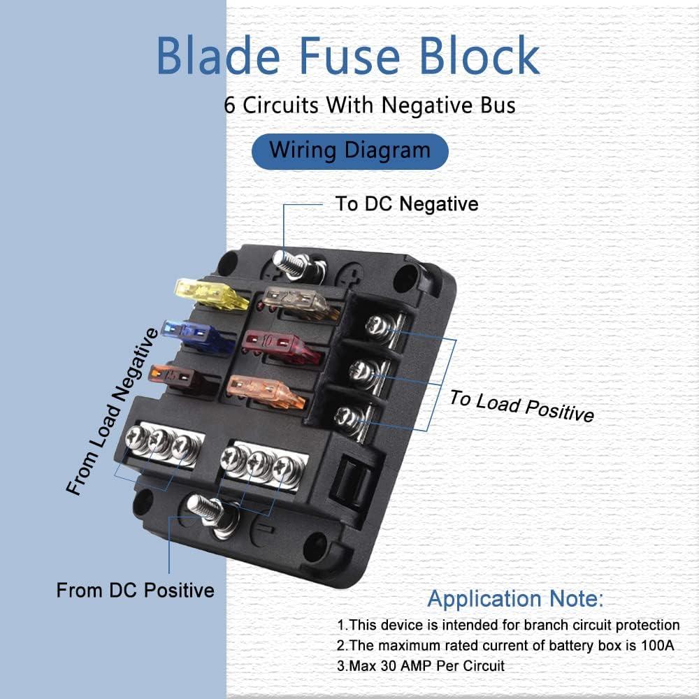 Caja de Fusibles 6 Vías Deemars 12V-32V Impermeable LED