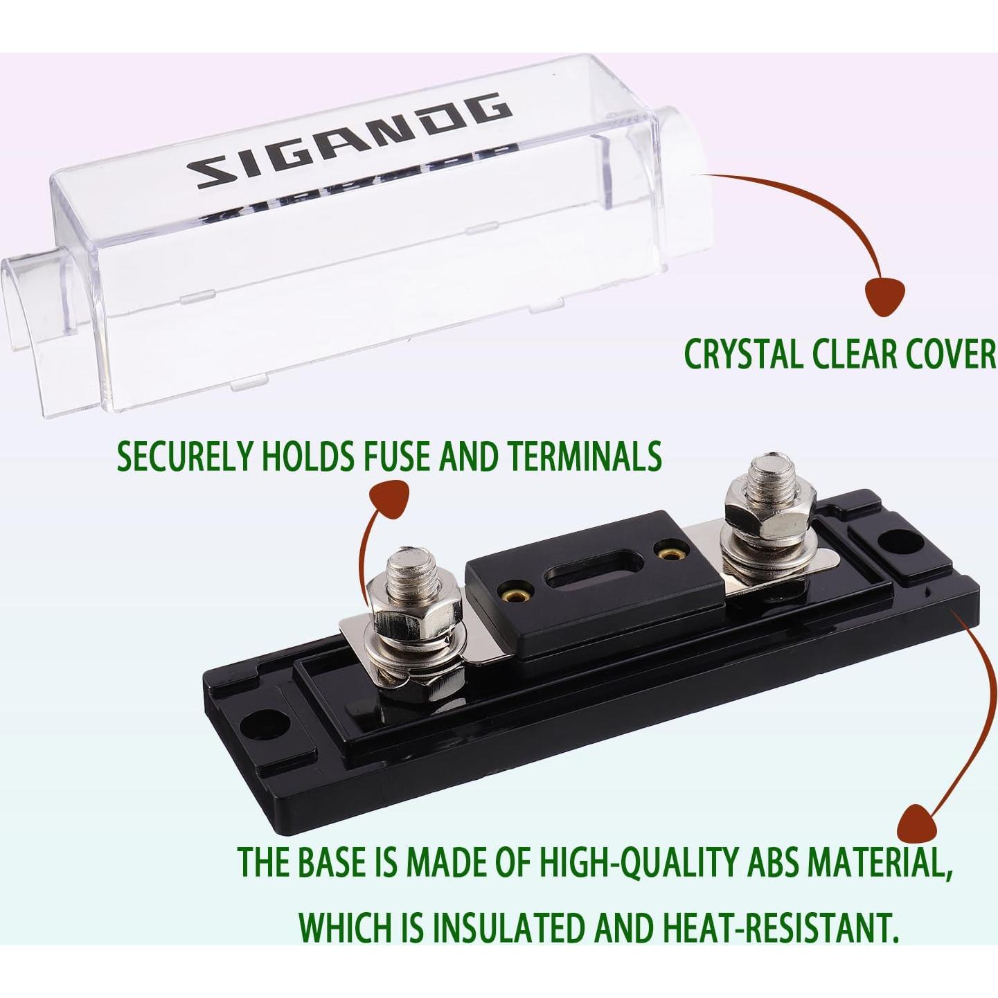 Soporte de Fusible ANL SIGANDG 300A para Cable 0/2/4 Gauge - 2 Piezas