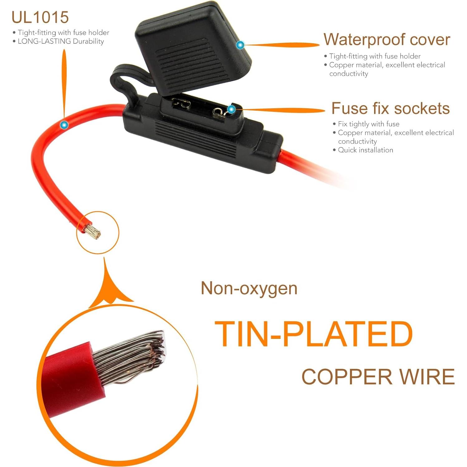 Soporte de Fusible Inline 10 AWG Gaoekoius 40A Impermeable